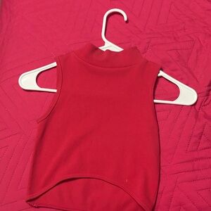 Cotton Candy Red Mock Neck Crop Top